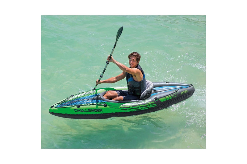 Intex Sports Challenger K1 Inflatable Kayak 1 Seat Floating Boat Oars River Lake