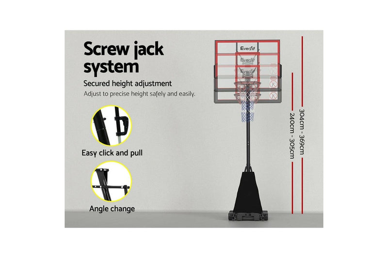 Portable Basketball Hoop Stand System Height Adjustable Net Ring Red