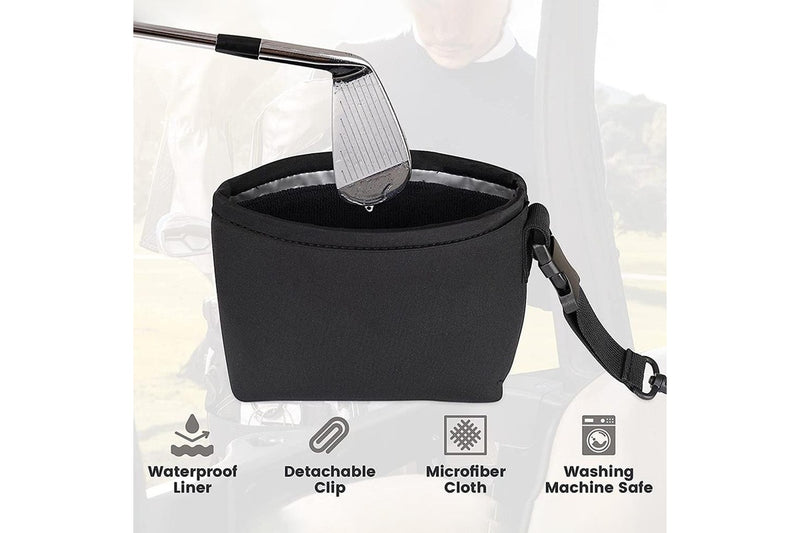 Portable Removable Golf Ball Waterproof Cleaning Bag Black