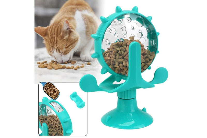 Food Feeder Dispenser Interactive Toys Wheel For Cat Dog Pet - Blue - Set Of 1