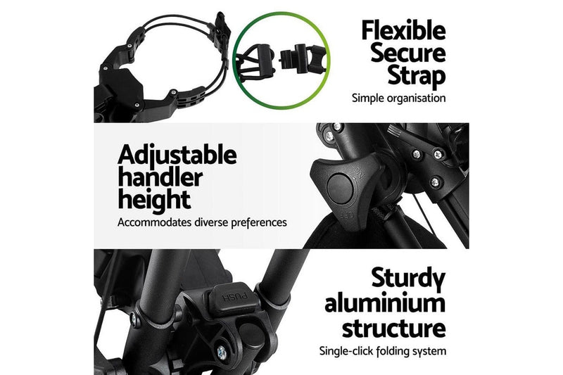 Golf Buggy Foldable Trolley Golf Cart Wheels Umbrella Bottle Holder