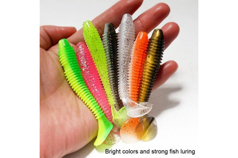 50 Piece 5.5cm Two Tone Threaded t Tail Soft Bait Lures