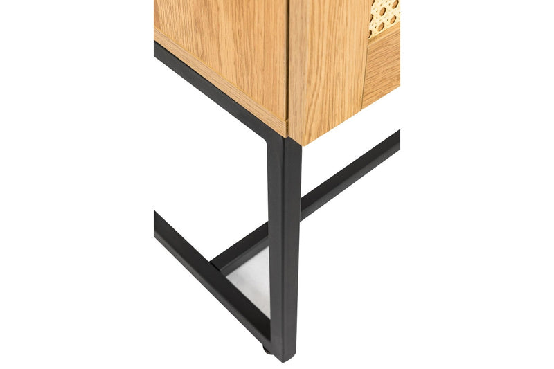 Rattan Bedside Table - Light Oak