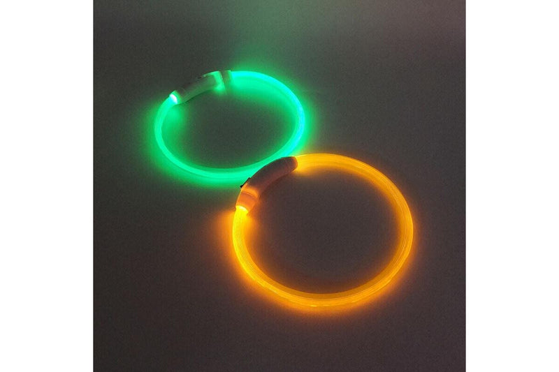 Ondoing Rechargeable Night Led Dog Collar Usb Glow Flashing Light Up Pet Collars Safety-Yellow-Diameter Length-35Cm - One Size