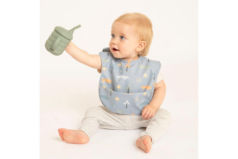 All4Ella: Silicone Sippy Cup With Straw - Olive