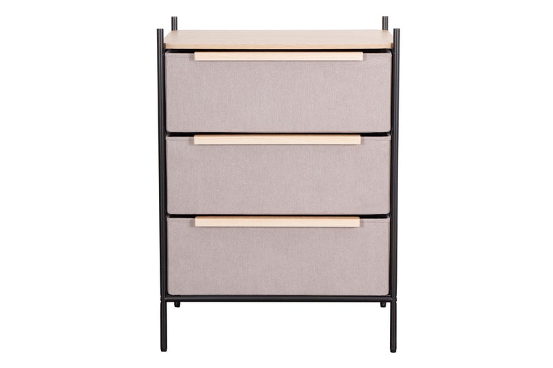 Fraser Country 3 Drawer Byra Dresser - Light Grey & Black