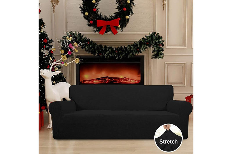 Stretch Sofa Slipcover - Black (4-Seat)