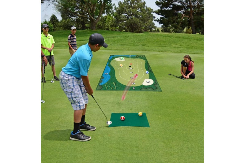 Chipping Golf Game Mat Set Golf Practice Mat Play Mat Indoor Outdoor Games Equipment (Size:With 6pcs Ground Stakes)