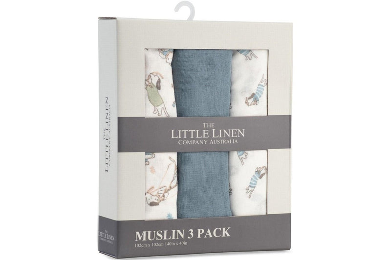 Little Linen: Muslin Wrap - Barklife Dog (3 Pack)