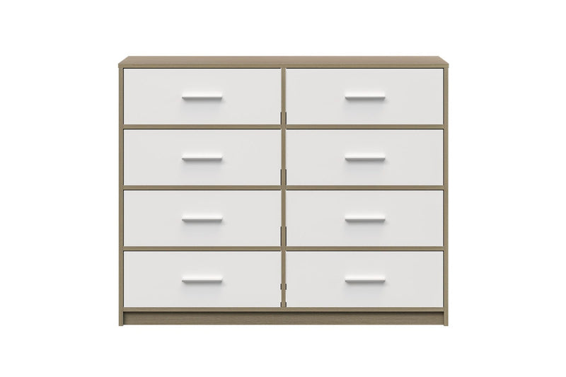 Fraser Country: Lada Home 8 Drawer Storage Dresser - Grey & White With Silver Handle