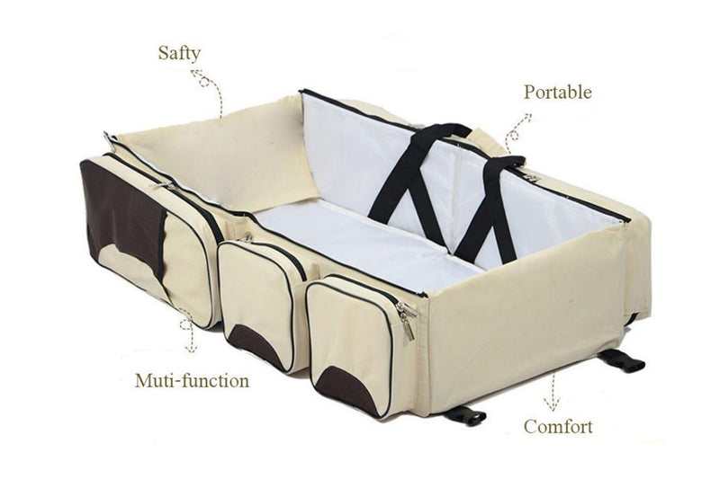 3 in 1 Nappy Bag Diaper Bag Travel Bassinet Nappy Changing Station Carrycot Baby Bed