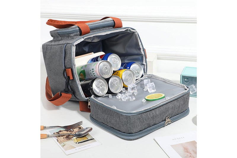 Portable Lunch Bag Thermal Insulated Food Container Cooler Bag for Outdoor Camping Work School Grey