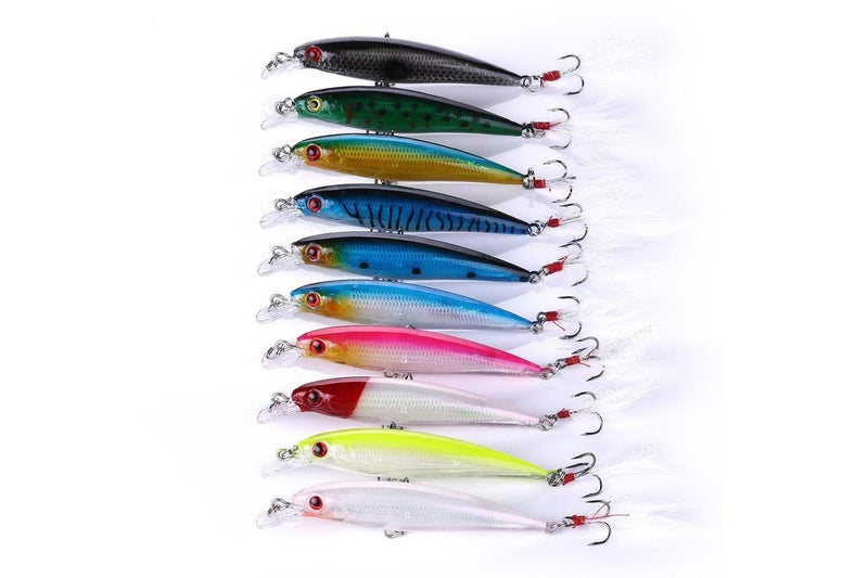 10 Colour Boxed Minnow Fishing Baits With Laser Simulation