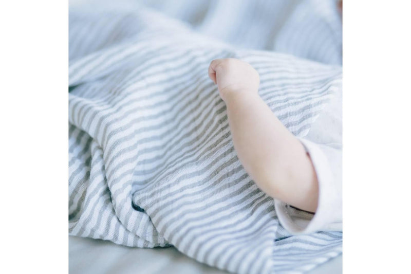 Little Unicorn: Single Cotton Muslin Swaddle - Grey Stripe