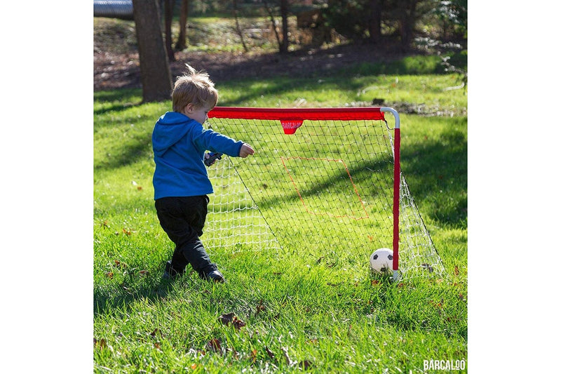 2x Barcaloo Hybrid Portable Kids Toy Soccer Goal Set w Hockey Sticks Balls 3y+