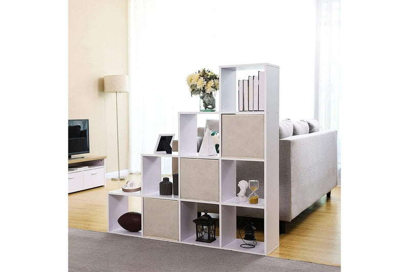 VASAGLE Stair Shaped Cube Bookcase - White