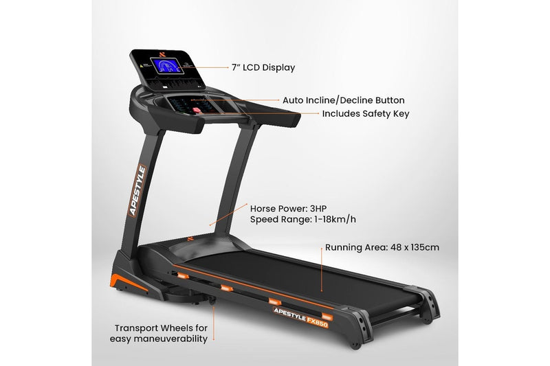 Ape Style FX850 Home Gym Fitness Foldable Treadmill