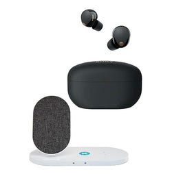 Sony WF-1000XM5 True Wireless Bluetooth Noise Cancelling in-Ear Headphones (Black) with Dual Pad Wireless Charger Bundle (2 Items)