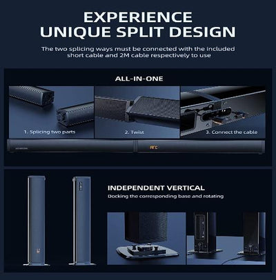 MEREDO 2 in 1 Detachable Soundbar with Subwoofer for TV 2.1CH
