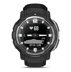 Garmin Instinct Crossover Rugged Hybrid Smartwatch Black with Watch Charging Stand, 2-Port Car Adapter, Wall-Adapter & Watch Cleaning Kit (010-02730-13)