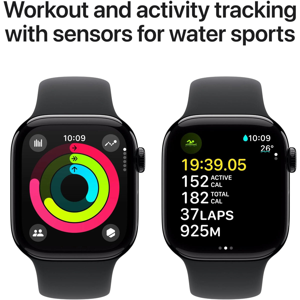 Apple Watch Series 10 GPS + Cellular 46mm Jet Black Aluminium - Sport Band