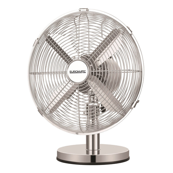 Euromatic 30cm Chrome Metal Desk Fan