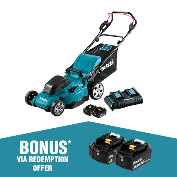 Makita 18Vx2 (36V) LXT 480mm (18") Lawn Mower 5.0Ah Kit