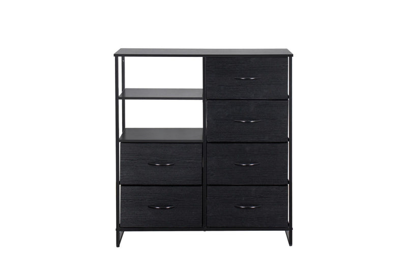 Ovela 6 Drawer Storage Chest With Shelf - Nordic Black