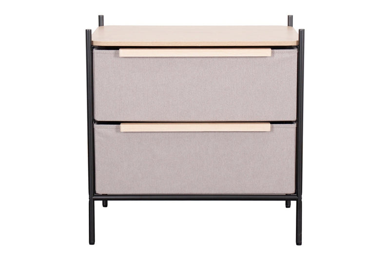 Fraser Country 2 Drawer Byra Nightstand - Light Grey & Black