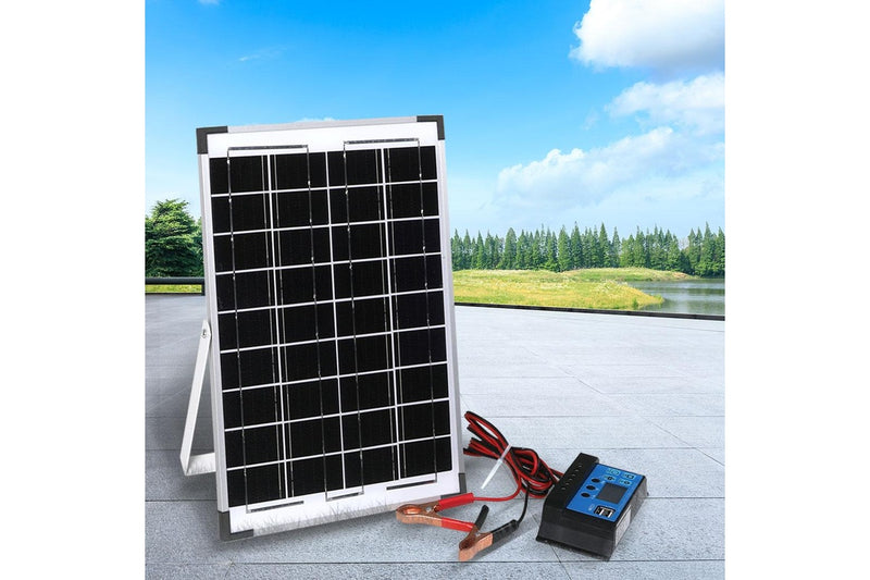 12V 10W Solar Panel Kit Mono Caravan Folding Camping Charging Controller Kits