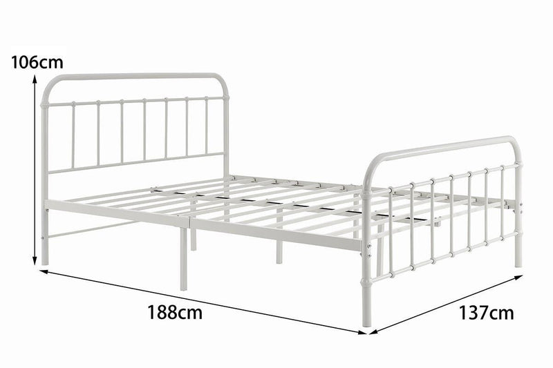 Ovela: Florence Metal Bed Frame - White (Double)