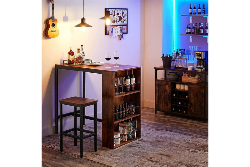 Vasagle : Bar Table With Storage Shelf - Rustic Brown