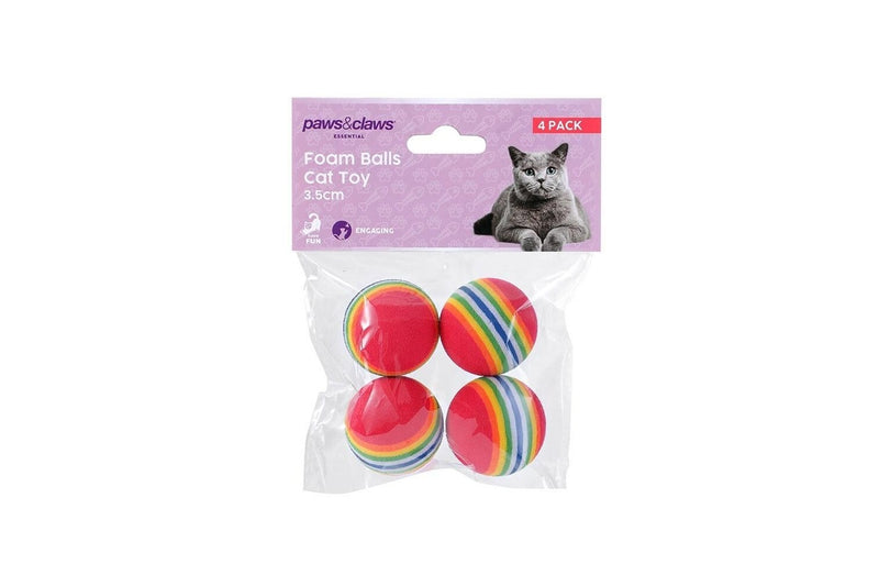 12x 12pc Paws & Claws Foam Balls Cat Toy Chew Bite Interactive Play 3.5cm Assort