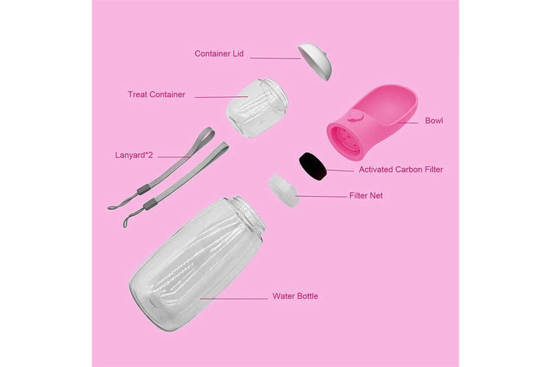 Petswol: Portable Outdoor Pet Water Bottle Feeder - Pink