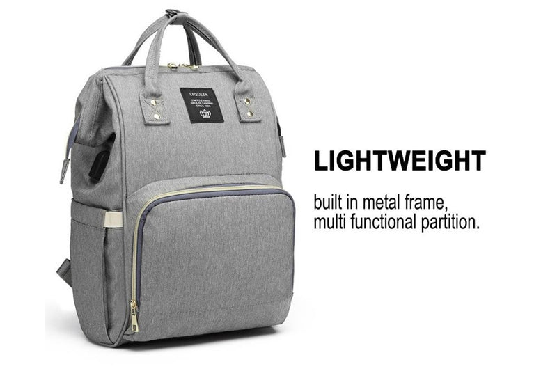 Large Capacity Diaper Bag Waterproof Backpack -Dark Grey