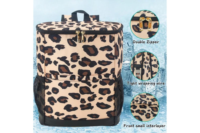 Cooler Backpack Insulated Backpack Leak-proof Cooler Bag for Camping Fishing Lunch Picnic Leopard Color