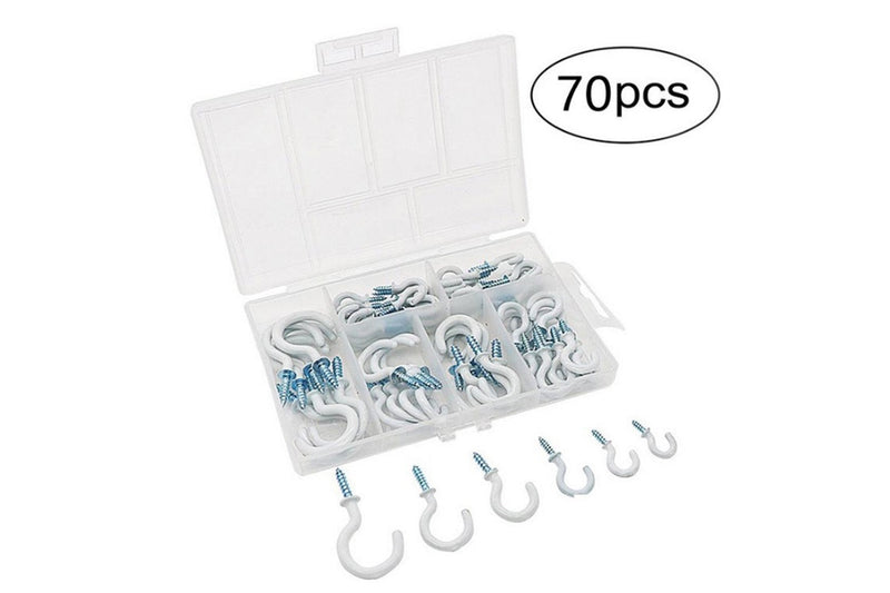 140Pcs Metal Screw Hooks 6 Sizes Screw-in Hooks Hat Plant Hangers