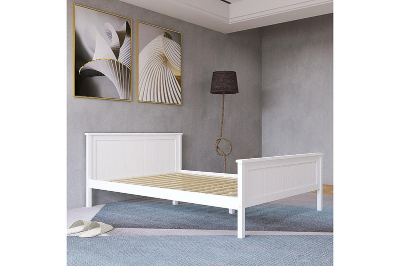 Lucas Queen Solid Wooden Bed Frame - White