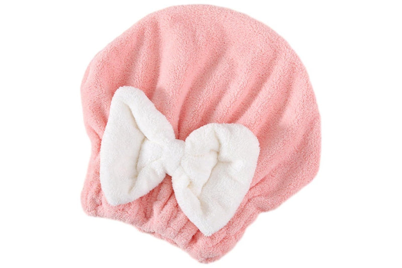 2Pcs Set Quick Absorbent Drying Hair Caps with Bow-Knot Hair Turban Wrap for Women Style 2