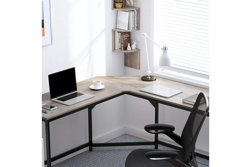 Vasagle L-Shaped Computer Desk - Greige + Black