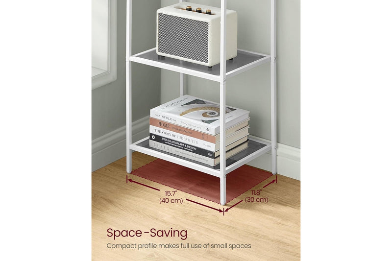 VASAGLE 4-Tier Bookshelf with Tempered Glass - Pearl White and Slate Gray