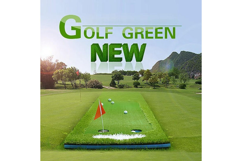 Golf Double Colour Putting Mat Push Rod Trainer - Size 50X300Cm Green