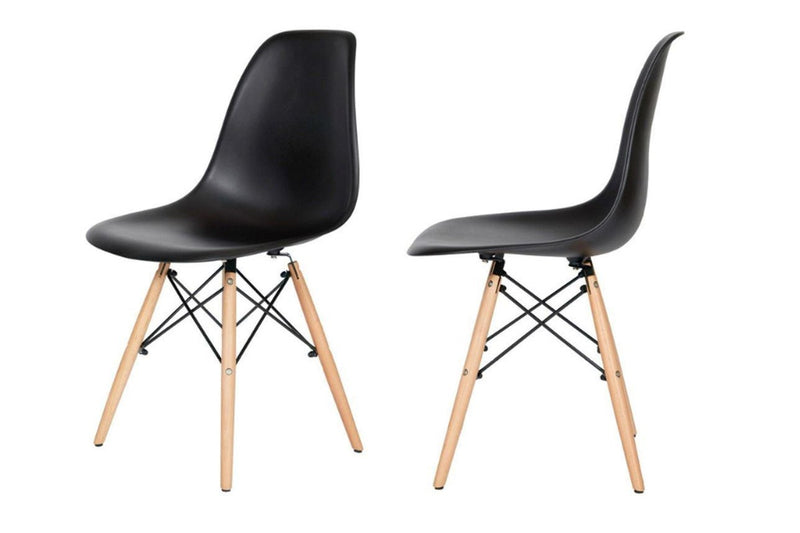 Fraser Country Set of 2 Modern Dining Chair with Beech Wooden Legs - Black