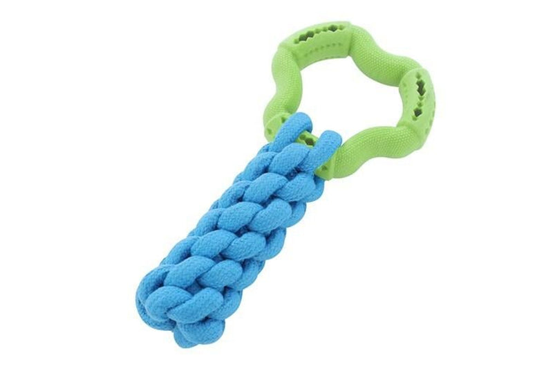 2x Paws & Claws Fetch N' Play Ring + Rope Tugger Dog Pet Toy Assorted 24x12x6cm