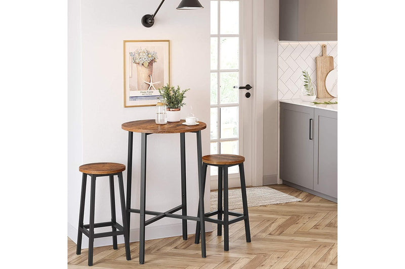 Vasagle Set of 2 Steel Frame Bar Stools - Rustic Brown