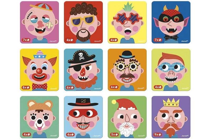 Janod: Boys Crazy Faces Magneti'book