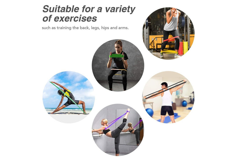 Set Of 5 Heavy Duty Resistance Band Loop Power Gym Fitness Exercise Yoga Workout - Set Of 5 - Set Of 1