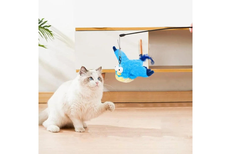 Cat Squeaky Toys Rechargeable Interactive Cat Toy Touch Activated Kitten Plush Pet Toys Blue