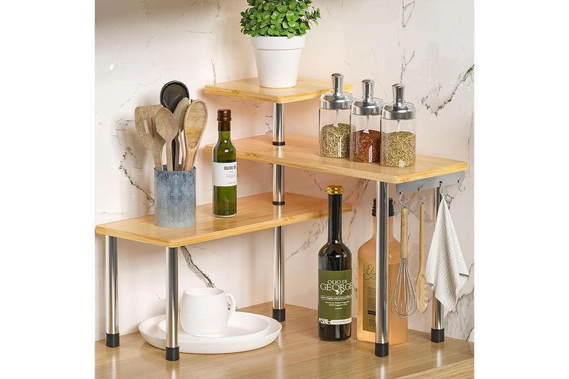 STORFEX 3 Tier Multifunctional Corner Shelf with Hooks