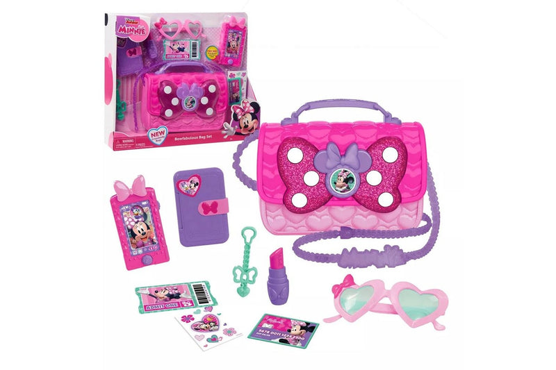 Disney Junior Minnie Mouse Bowfabulous Bag w Phone Lipstick Kids Play Set 3+